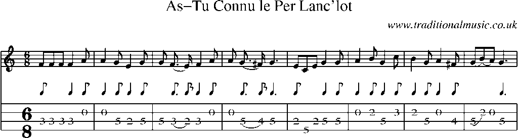 Mandolin Tab and Sheet Music for As-tu Connu Le Per Lanc'lot(1)