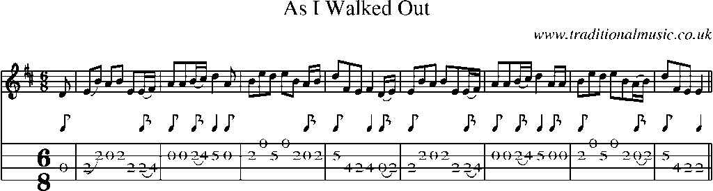 Mandolin Tab and Sheet Music for As I Walked Out(1)