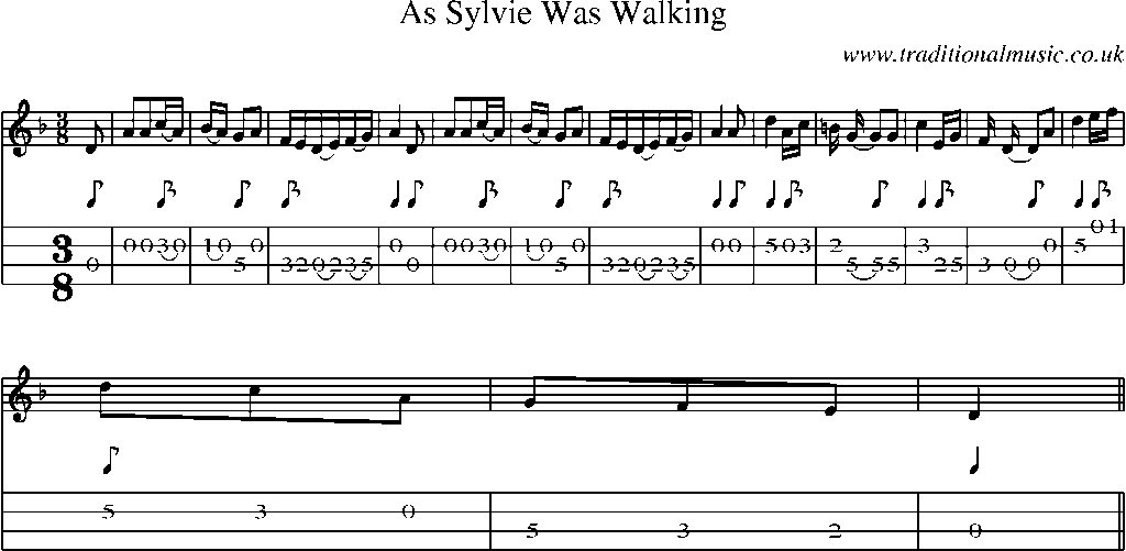 Mandolin Tab and Sheet Music for As Sylvie Was Walking