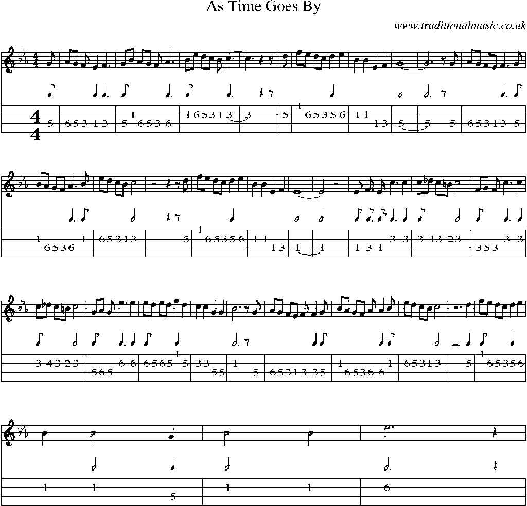 Mandolin Tab and Sheet Music for As Time Goes By