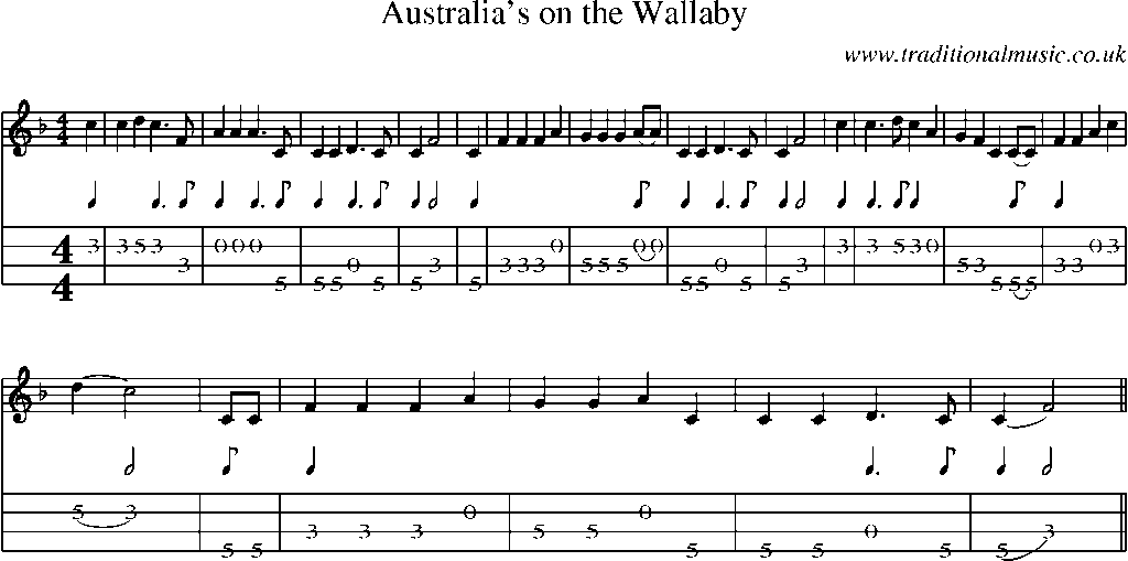 Mandolin Tab and Sheet Music for Australia's On The Wallaby