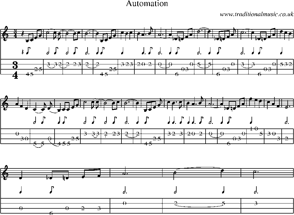 Mandolin Tab and Sheet Music for Automation