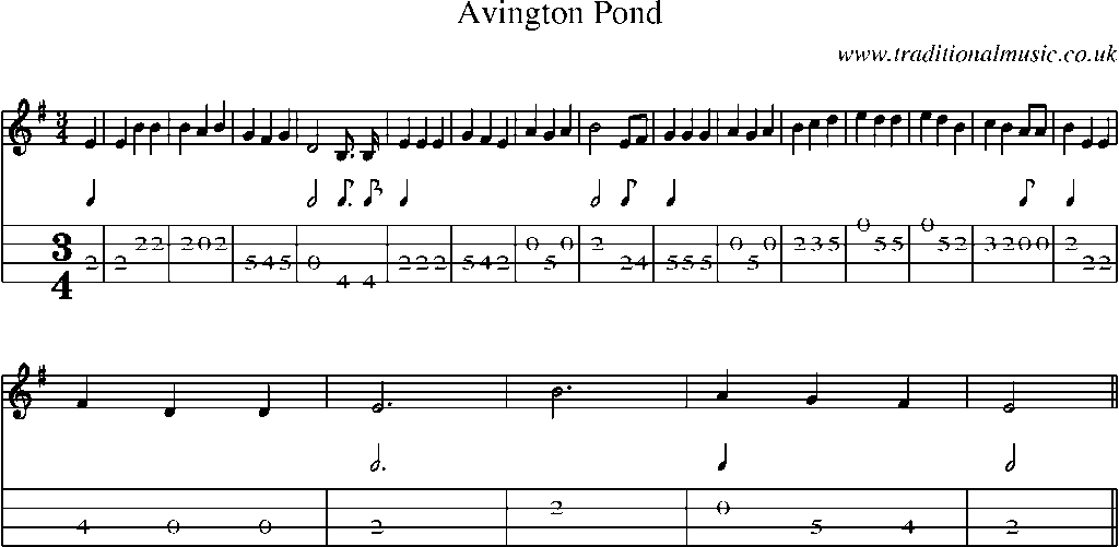 Mandolin Tab and Sheet Music for Avington Pond
