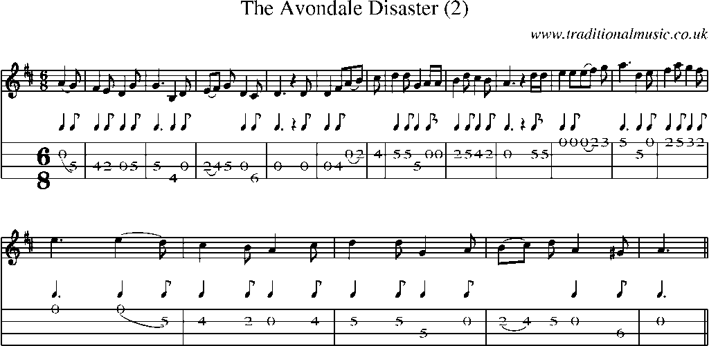 Mandolin Tab and Sheet Music for The Avondale Disaster (2)