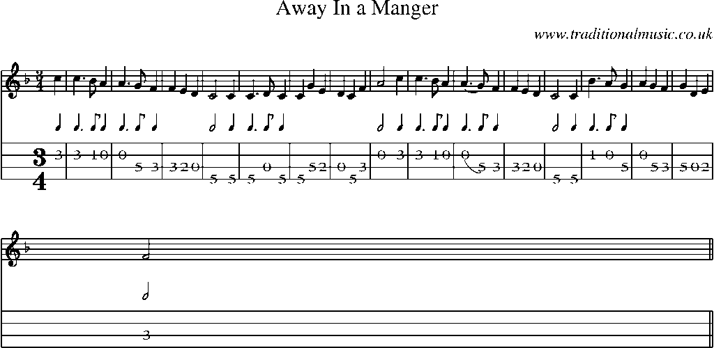 Mandolin Tab and Sheet Music for Away In A Manger