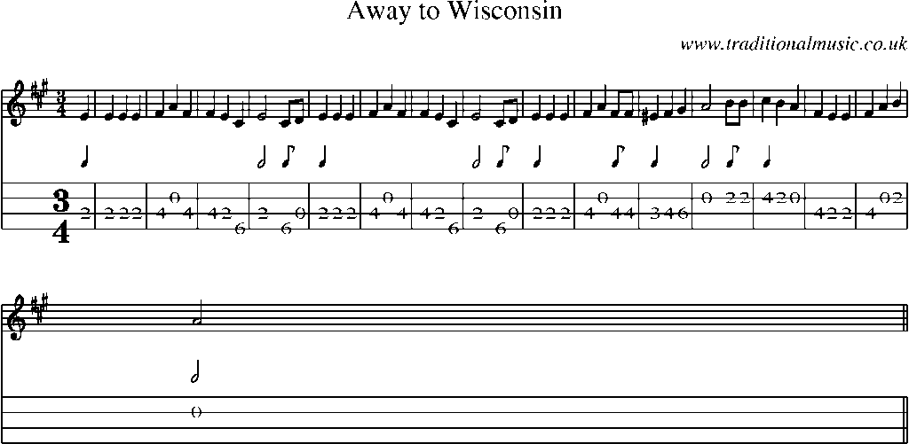 Mandolin Tab and Sheet Music for Away To Wisconsin
