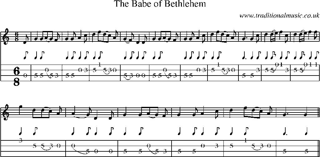 Mandolin Tab and Sheet Music for The Babe Of Bethlehem
