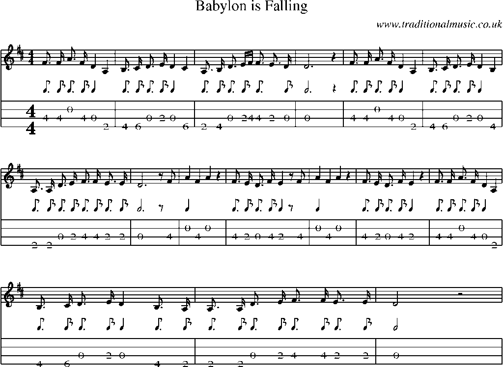 Mandolin Tab and Sheet Music for Babylon Is Falling