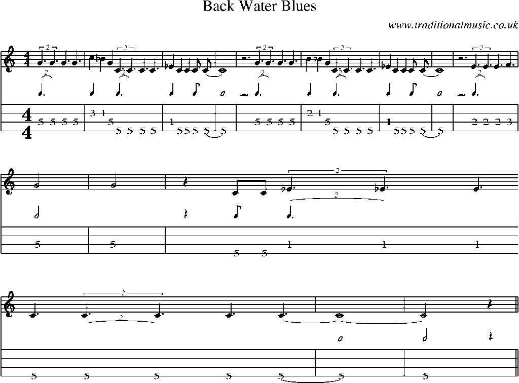 Mandolin Tab and Sheet Music for Back Water Blues