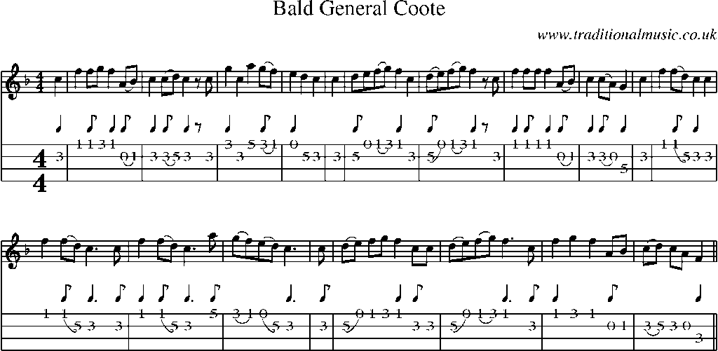 Mandolin Tab and Sheet Music for Bald General Coote