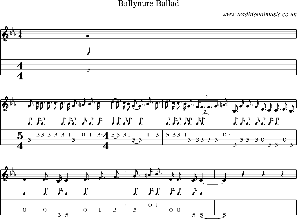 Mandolin Tab and Sheet Music for Ballynure Ballad