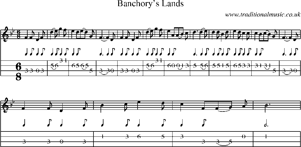 Mandolin Tab and Sheet Music for Banchory's Lands2