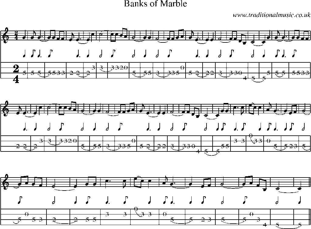 Mandolin Tab and Sheet Music for Banks Of Marble