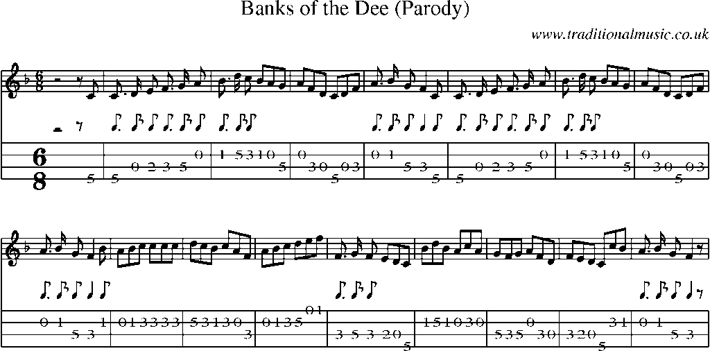 Mandolin Tab and Sheet Music for Banks Of The Dee (parody)