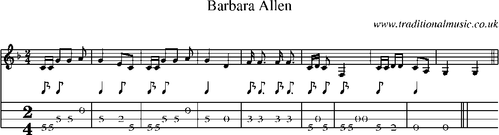 Mandolin Tab and Sheet Music for Barbara Allen(2)