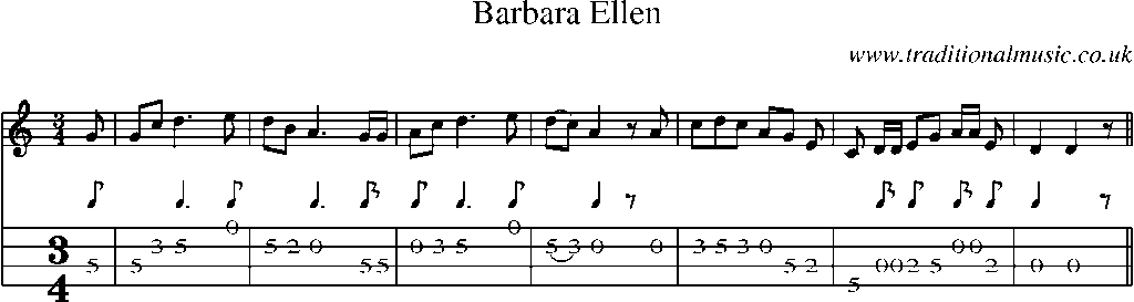 Mandolin Tab and Sheet Music for Barbara Ellen