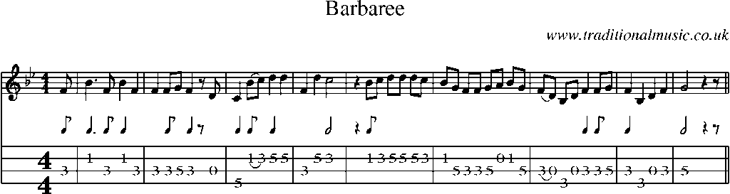 Mandolin Tab and Sheet Music for Barbaree
