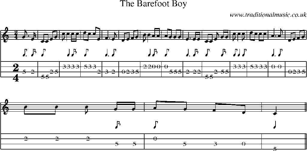 Mandolin Tab and Sheet Music for The Barefoot Boy