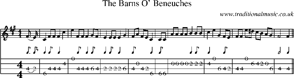 Mandolin Tab and Sheet Music for The Barns O' Beneuches