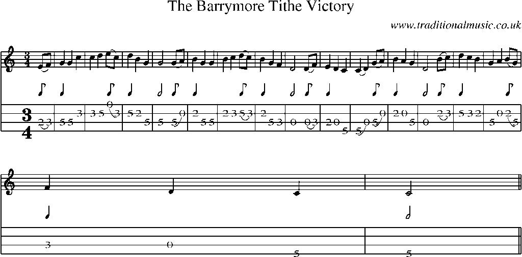 Mandolin Tab and Sheet Music for The Barrymore Tithe Victory