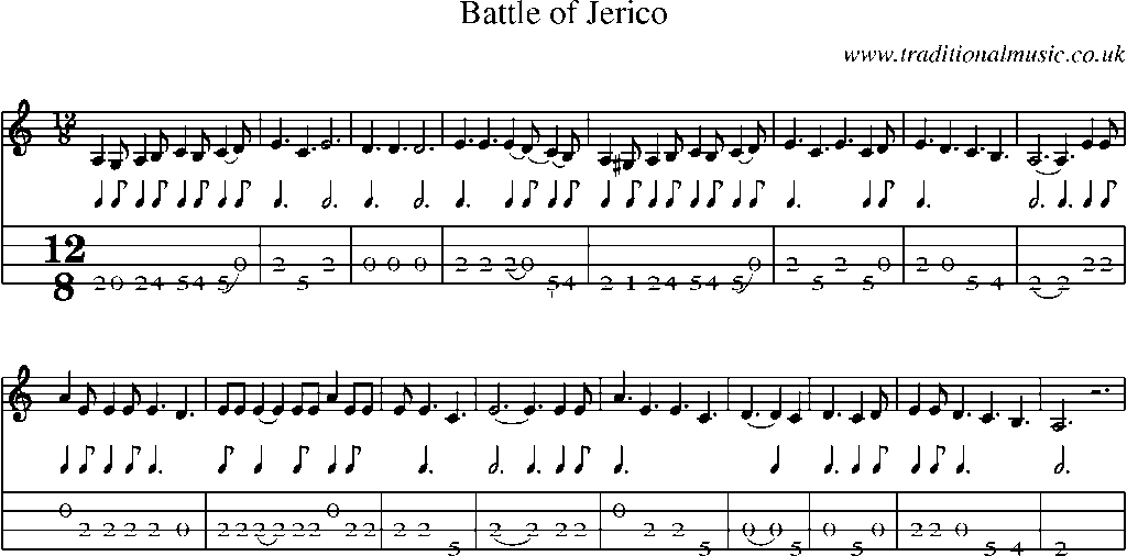 Mandolin Tab and Sheet Music for Battle Of Jerico