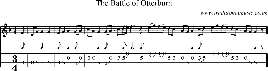 Mandolin Tab and Sheet Music for The Battle Of Otterburn(1)