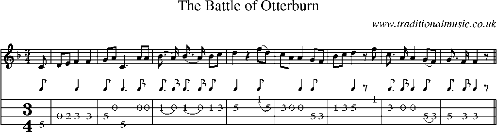 Mandolin Tab and Sheet Music for The Battle Of Otterburn