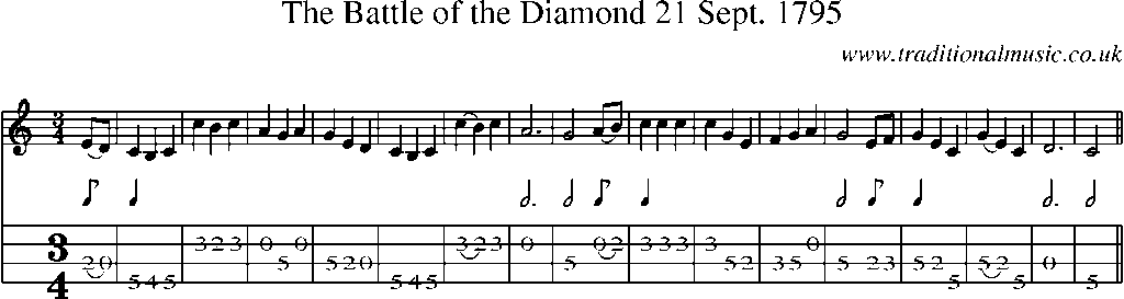 Mandolin Tab and Sheet Music for The Battle Of The Diamond 21 Sept. 1795