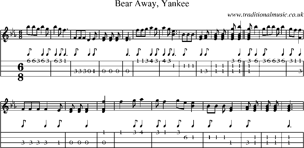 Mandolin Tab and Sheet Music for Bear Away, Yankee