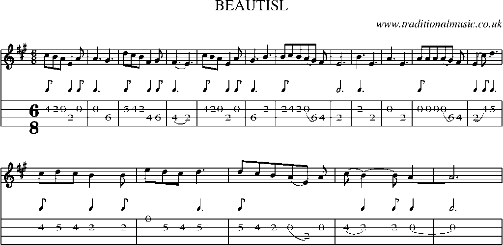 Mandolin Tab and Sheet Music for Beautisl