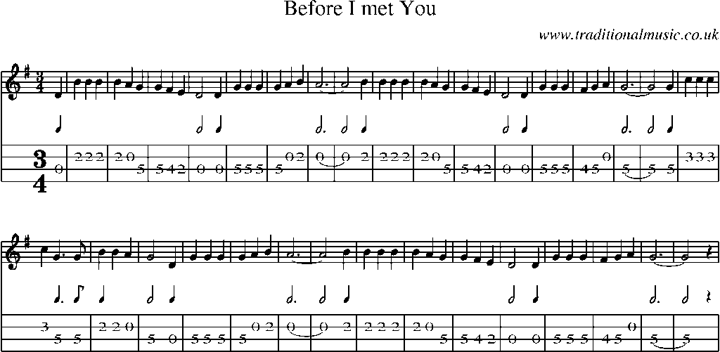 Mandolin Tab and Sheet Music for Before I Met You