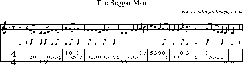Mandolin Tab and Sheet Music for The Beggar Man