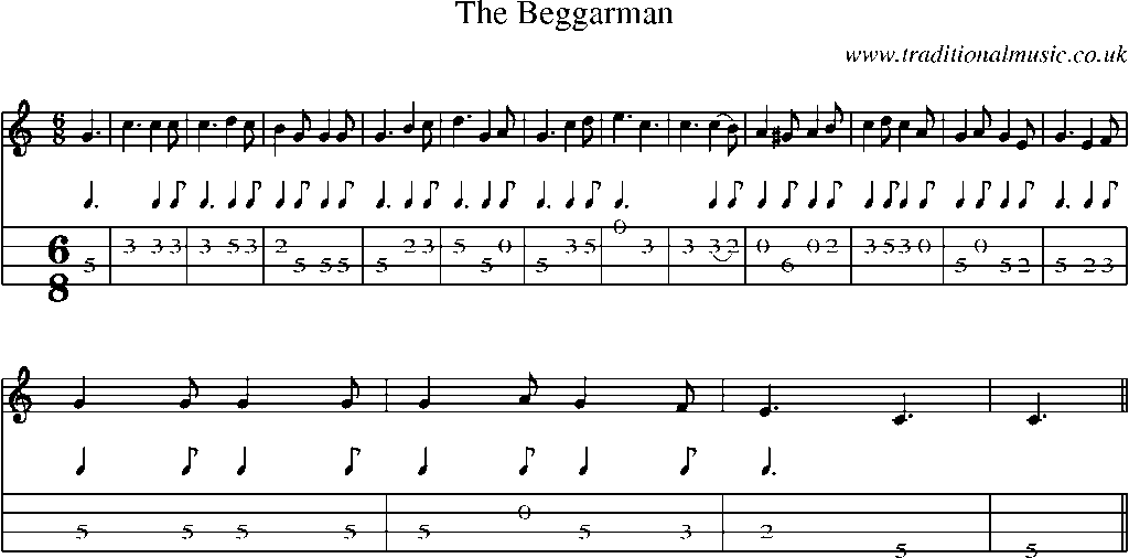 Mandolin Tab and Sheet Music for The Beggarman