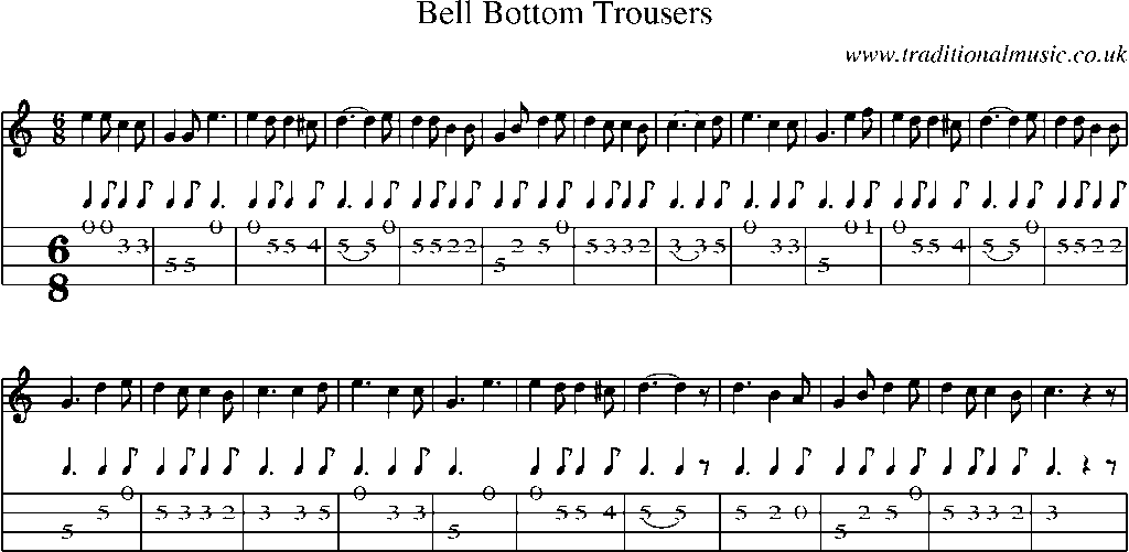 Mandolin Tab and Sheet Music for Bell Bottom Trousers