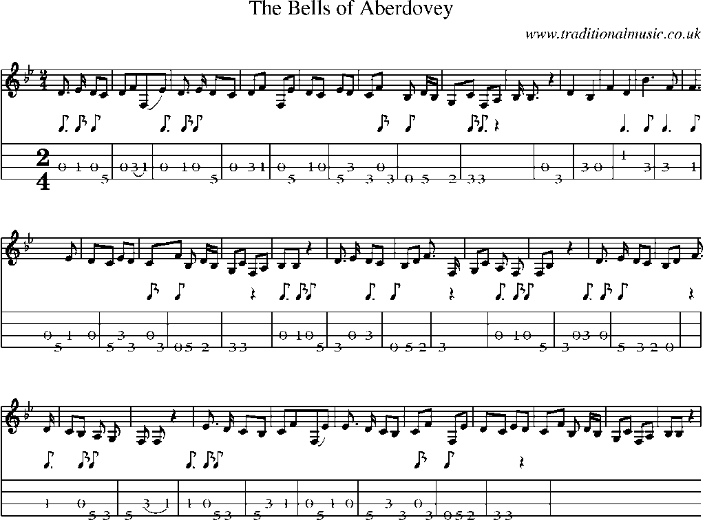 Mandolin Tab and Sheet Music for The Bells Of Aberdovey