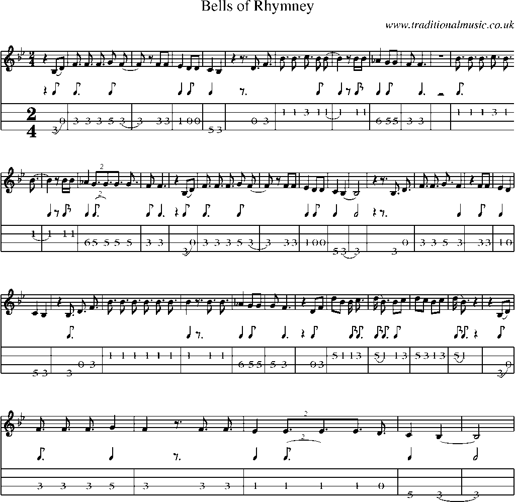 Mandolin Tab and Sheet Music for Bells Of Rhymney