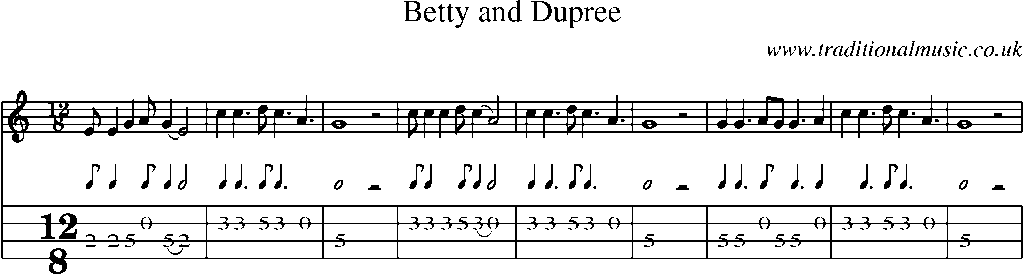 Mandolin Tab and Sheet Music for Betty And Dupree