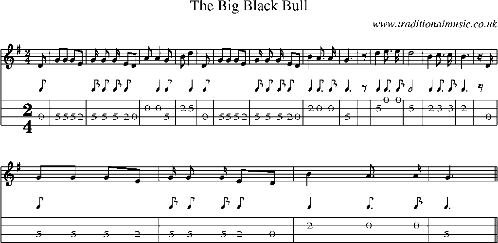 Mandolin Tab and Sheet Music for The Big Black Bull