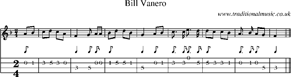 Mandolin Tab and Sheet Music for Bill Vanero