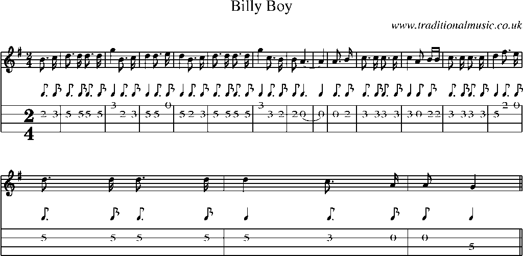 Mandolin Tab and Sheet Music for Billy Boy(6)