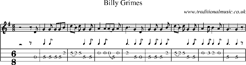 Mandolin Tab and Sheet Music for Billy Grimes