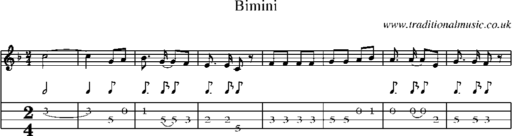 Mandolin Tab and Sheet Music for Bimini