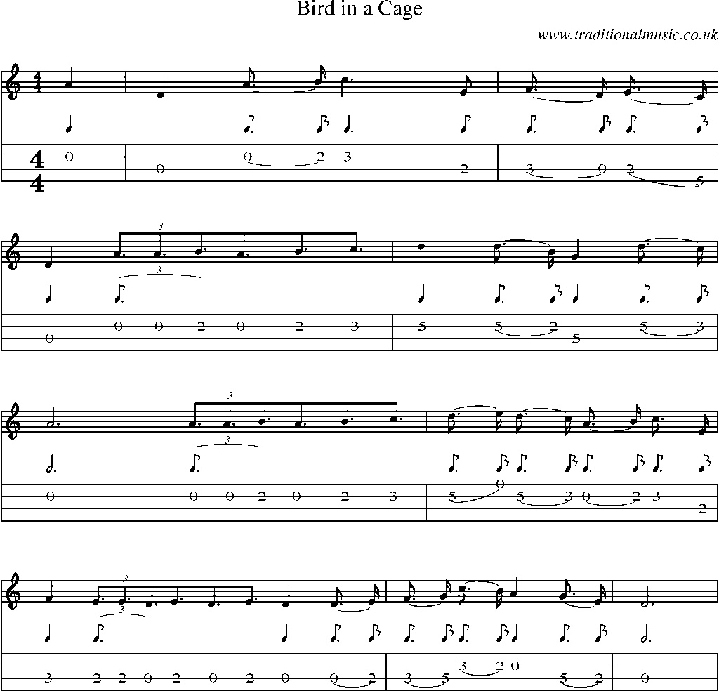 Mandolin Tab and Sheet Music for Bird In A Cage