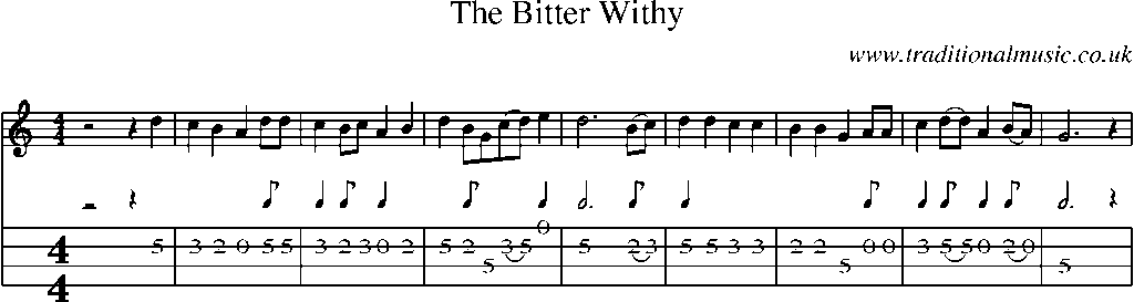 Mandolin Tab and Sheet Music for The Bitter Withy