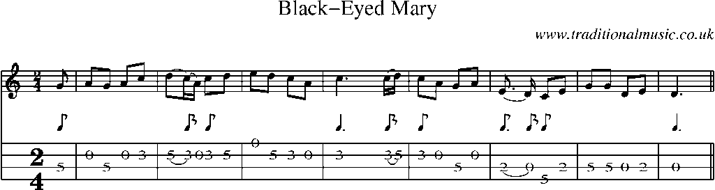 Mandolin Tab and Sheet Music for Black-eyed Mary