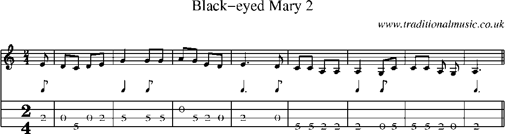 Mandolin Tab and Sheet Music for Black-eyed Mary 2