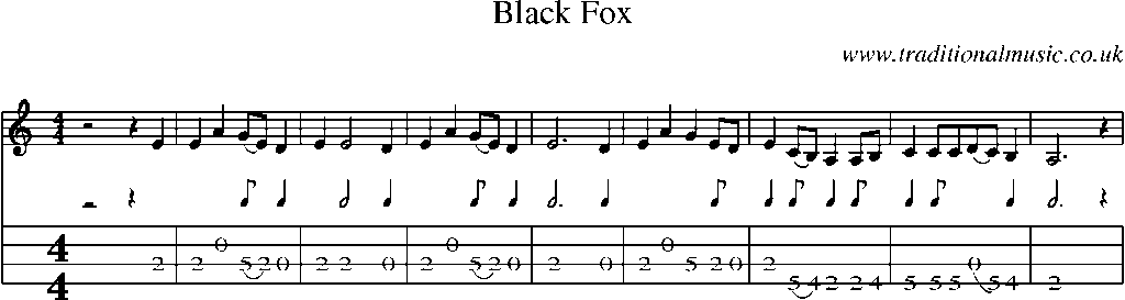 Mandolin Tab and Sheet Music for Black Fox