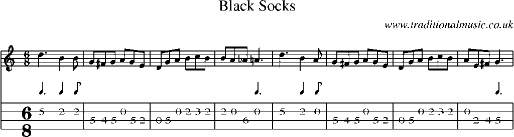 Mandolin Tab and Sheet Music for Black Socks