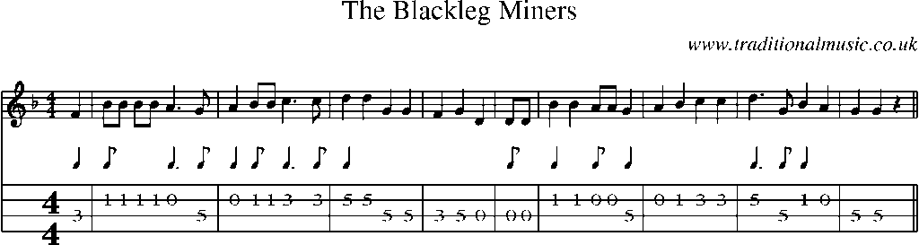 Mandolin Tab and Sheet Music for The Blackleg Miners