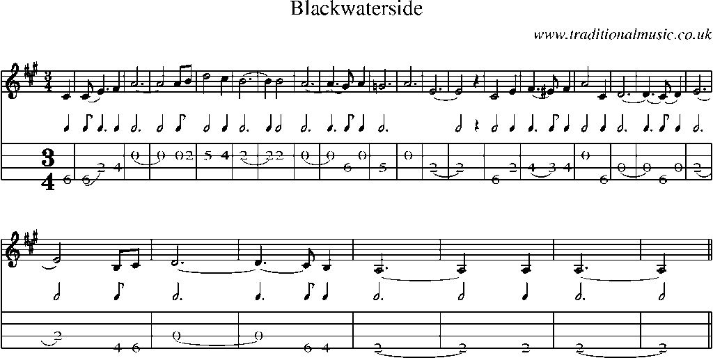 Mandolin Tab and Sheet Music for Blackwaterside(1)